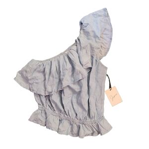NWT Japna Elegant One-Shoulder Ruffle Top in Light Blue
